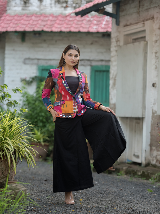 Regal Radiance Mashroo Mirror Work Blazer