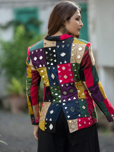 Regal Radiance Mashroo Mirror Work Blazer