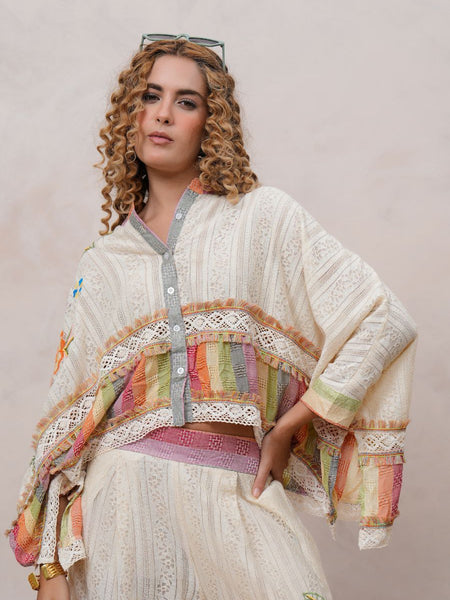 Women’s Multi-Color Cotton Embroidered Co-ord Set