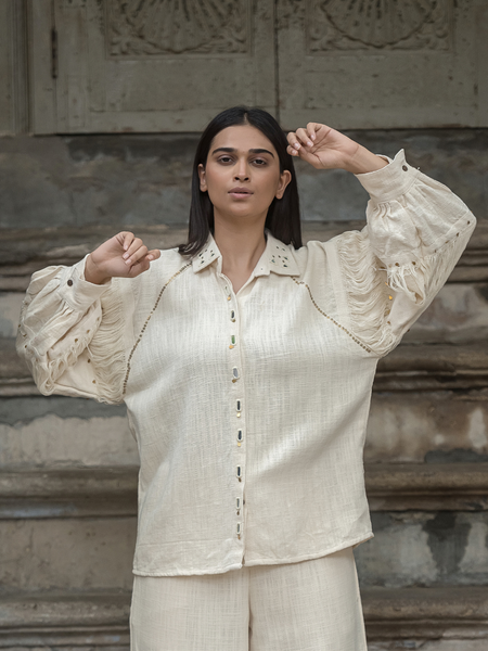 Timeless Beige Khadi Co-ord Set