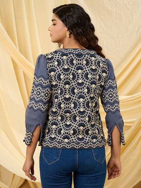 Classic Grey Embroidered Summer Jacket