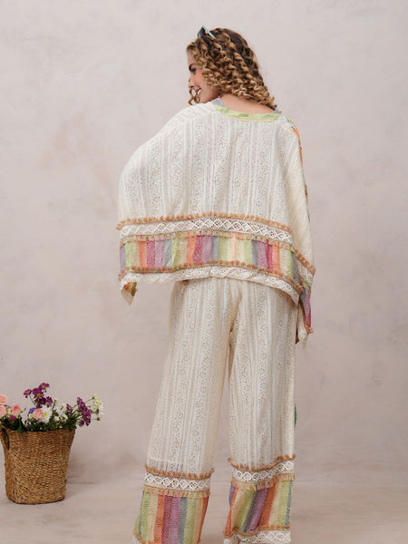 Women’s Multi-Color Cotton Embroidered Co-ord Set