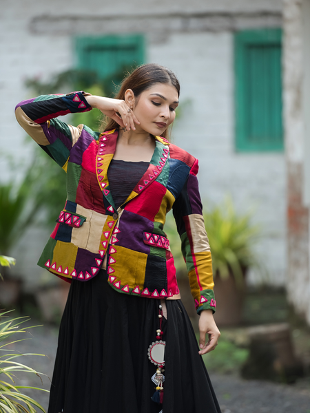 Regal Radiance Mashroo Mirror Work Blazer