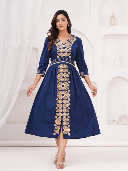 Blue Embroidered Dress