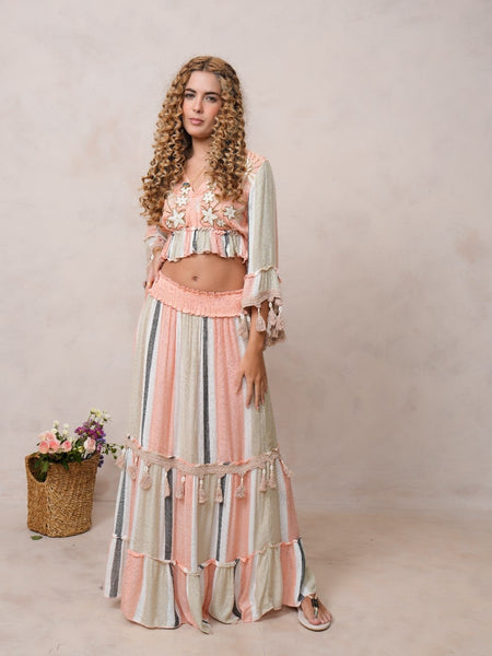 Women’s Multi-Color Viscose Embroidered Ethnic Gown