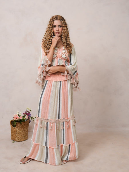 Women’s Multi-Color Viscose Embroidered Ethnic Gown