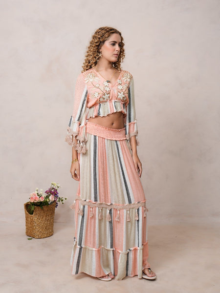 Women’s Multi-Color Viscose Embroidered Ethnic Gown