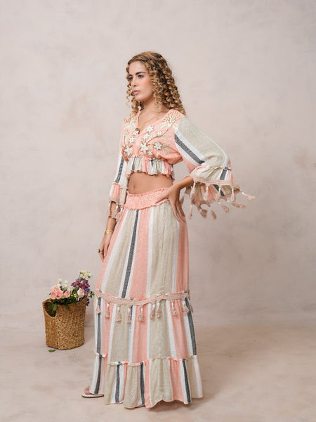 Women’s Multi-Color Viscose Embroidered Ethnic Gown