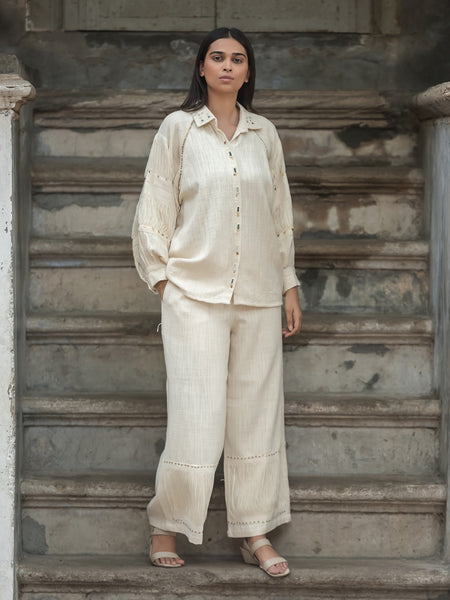 Timeless Beige Khadi Co-ord Set