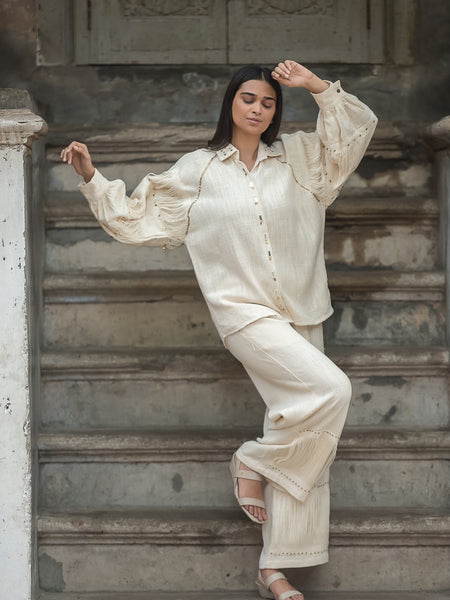 Timeless Beige Khadi Co-ord Set