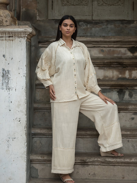 Timeless Beige Khadi Co-ord Set