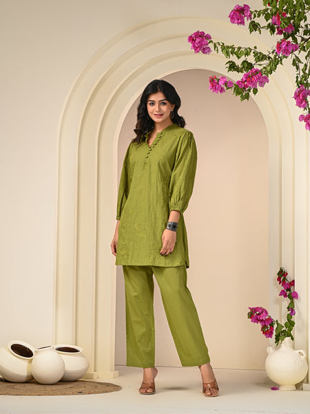 Green Embroidery Co-ord Set