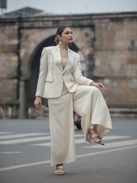 Boho Luxe Cream Kutchi Patchwork Blazer