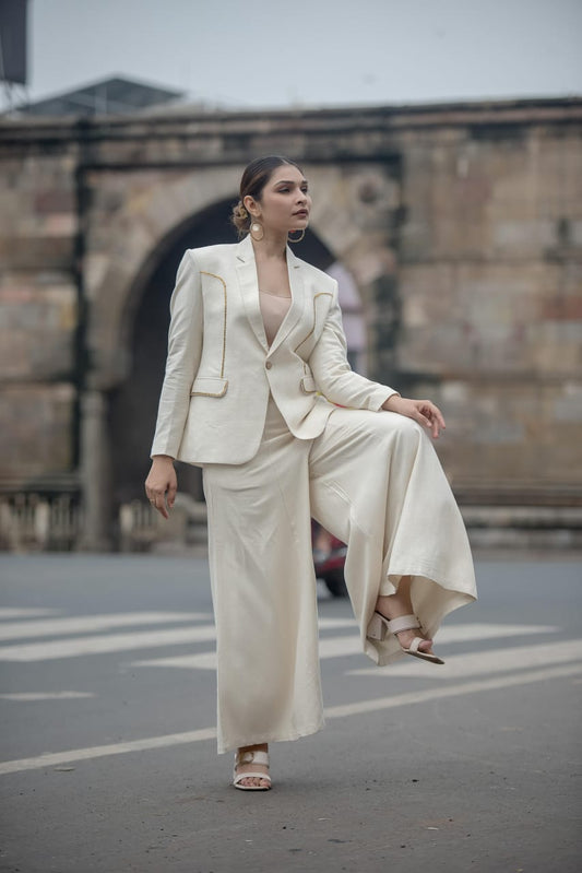 Boho Luxe Cream Kutchi Patchwork Blazer