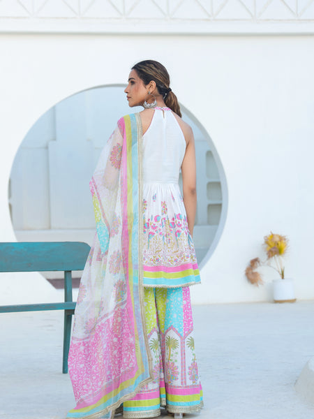 Dreamy White colouful Sharara Set