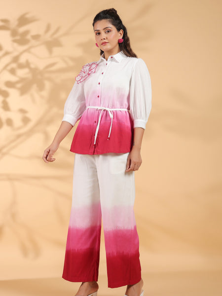 Pink Cotton Embroidery Co-Ord Set