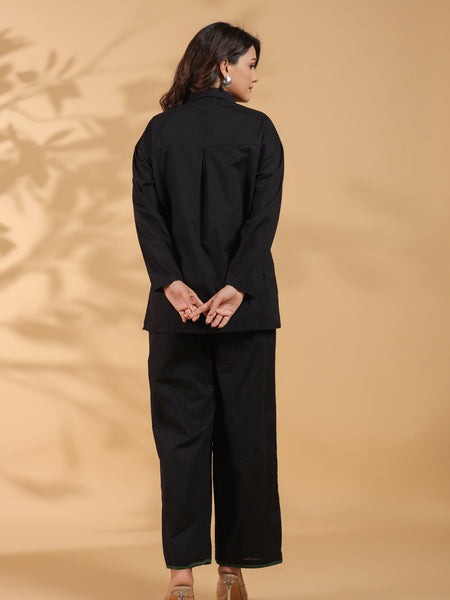 Black Collar Neck Co-Ord Set