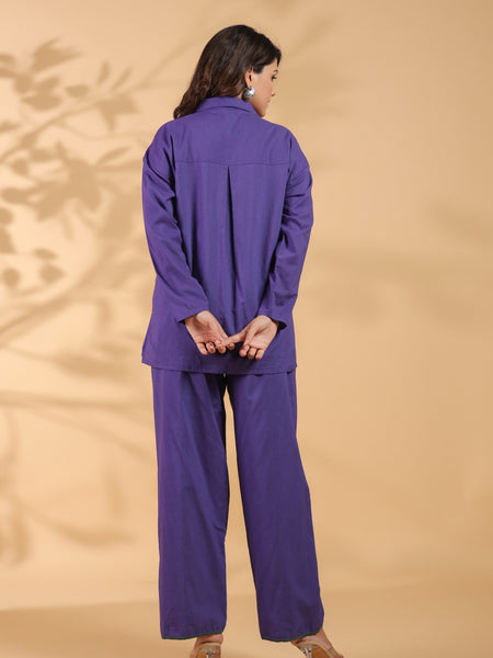 Purple Embroidery Work Co-Ord Set