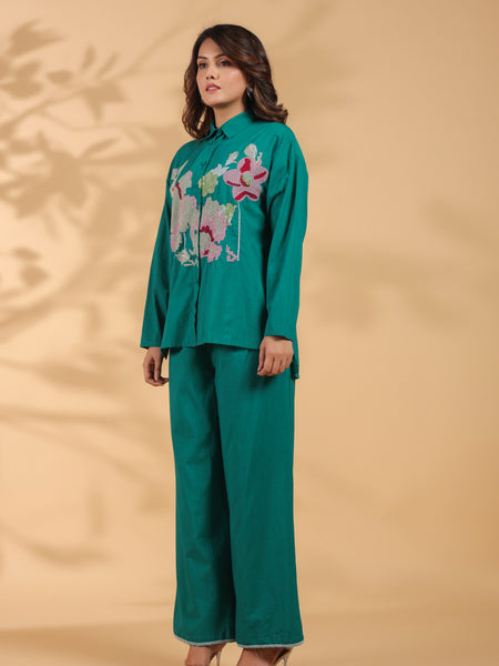 Sea Green Embroidery Work Co-Ord Set
