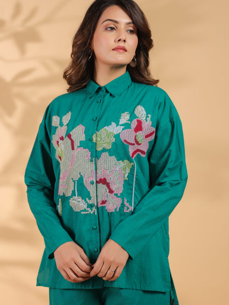 Sea Green Embroidery Work Co-Ord Set