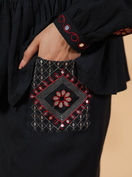 Black Dhoti Style Co-Ord Set