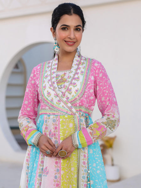 Ethereal Multi Colored Angrakha Suit Set