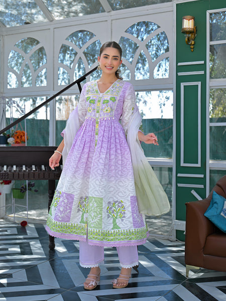 Lavender Haze Embroidered Anarkali Suit Set