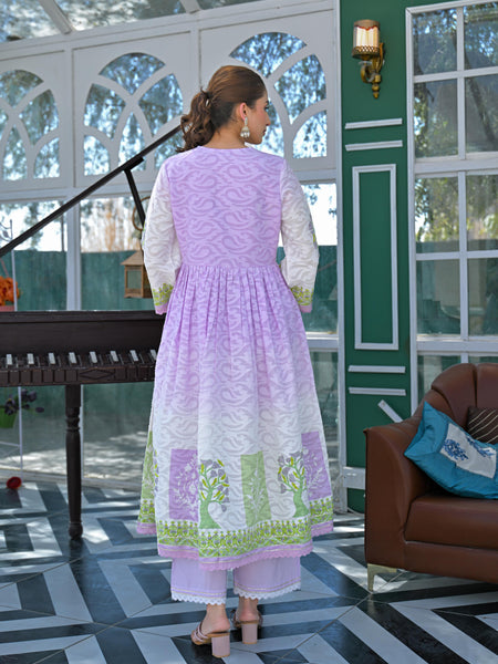 Lavender Haze Embroidered Anarkali Suit Set