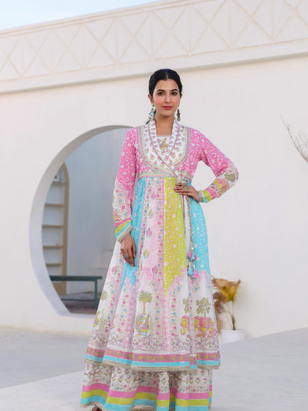 Ethereal Multi Colored Angrakha Suit Set