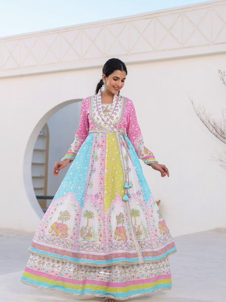 Ethereal Multi Colored Angrakha Suit Set