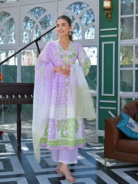 Lavender Haze Embroidered Anarkali Suit Set