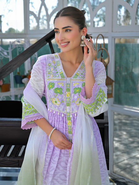 Lavender Haze Embroidered Anarkali Suit Set