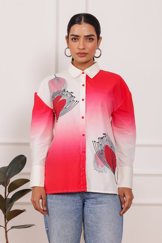Rose Pink Ombre Shirt Top