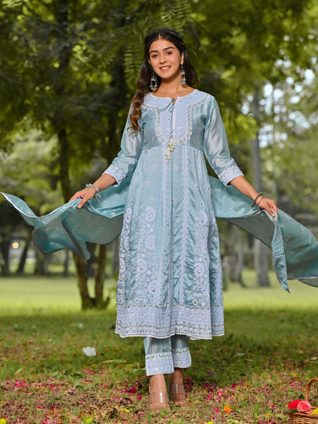 chanderi suit set