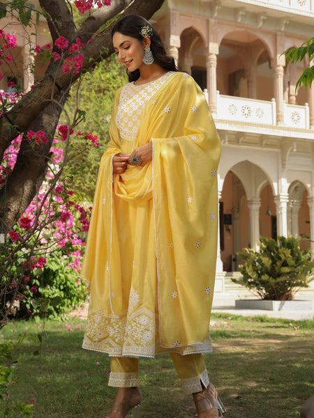 Chanderi Silk Embroidered Kurta Sets