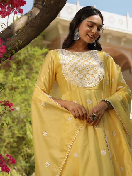 Chanderi Silk Embroidered Kurta Sets