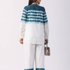 White or Blue Tie And Dye Co-Ord Set