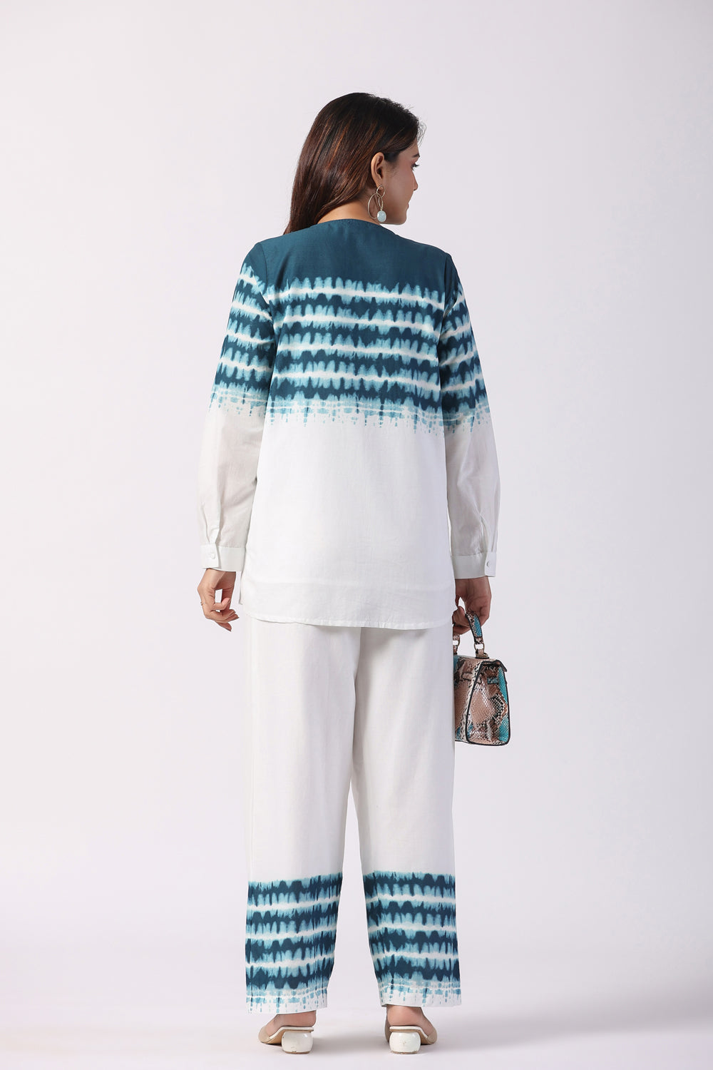 White or Blue Tie And Dye Co-Ord Set
