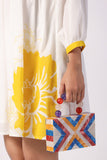 Stylish Yellow Cotton Cambric Printed Mini Dress