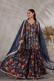 Blue Designer Embroidered Sharara Set