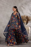 Blue Designer Embroidered Sharara Set