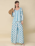 Blue and White Striped Cotton Rulex Co-ord Set