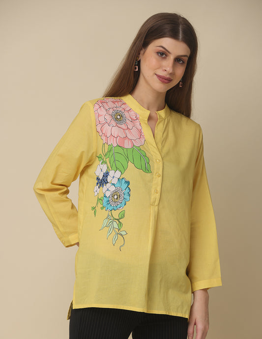 Designer Yellow Embroidered Top