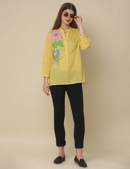 Designer Yellow Embroidered Top