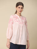 Embroidered Cotton Pink Top