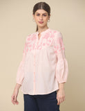 Embroidered Cotton Pink Top