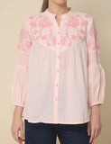 Embroidered Cotton Pink Top