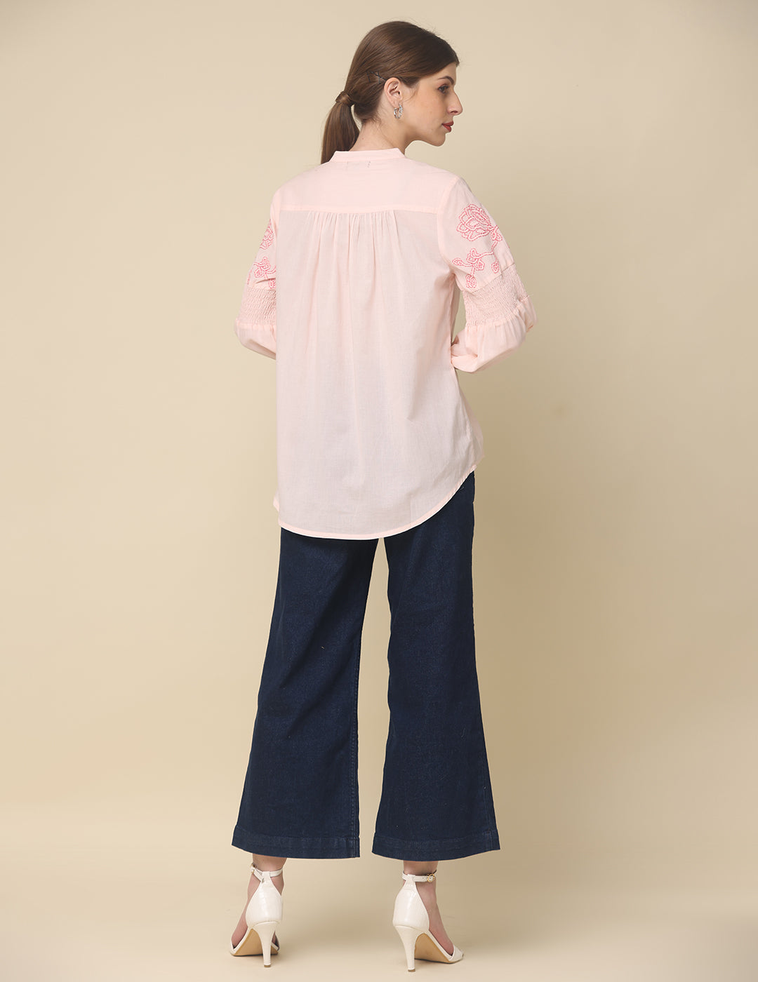 Embroidered Cotton Pink Top