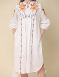 White Cotton Embroidery Maxi Dress