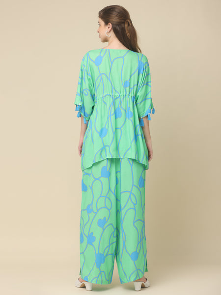 Stylish Green Flared Co-Ord Set